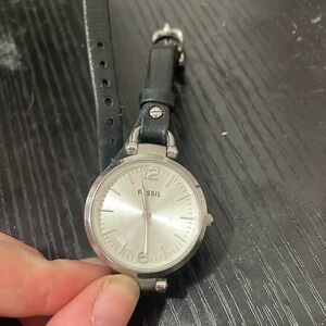 Fossil Watch, genuine leather, black